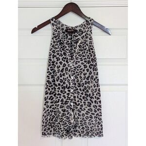 Y2K‎ Style Sweet Pea by Stacy Frati Grey Leopard Print Button Front Tank Top S